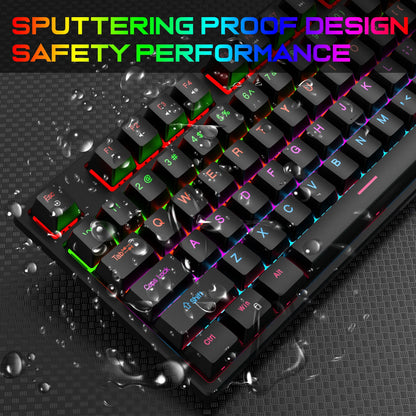 KEBIDUMEI RGB Mechanical Keyboard USB Wired Gaming Keyboard 104 Keys Hot Swappable Ergonomic Keyboard Computer Accessories For PC