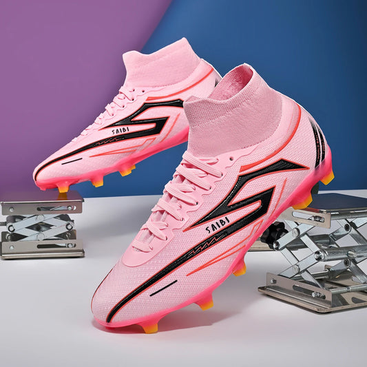 AG/FG Football Boots Unisex Kids Youth PU+Fabric Upper TPU Sole Anti-Slip Durable Outdoor Sports Pitch Training Shoes