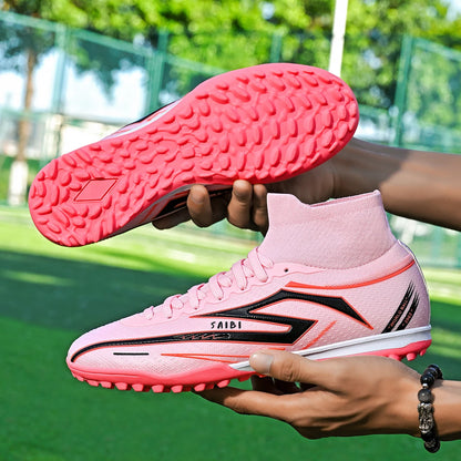 Outdoor TF Turf Soccer Boots Comfort PU Fabric Upper Rubber High Grip Sole Reliable Quality Kids Teenager Sports Shoes