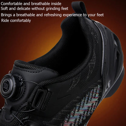 MTB Cycling Shoes for Men and Women T03 Purple Breathable Speed Self-Locking Road Cycling Sports Shoes Outdoor Racing Training Sneakers