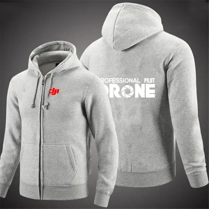 Dji Professional Pilot Drone Spring Autumn Casual Men's Solid Color Zipper Pullover Hoodie Coats Sportswear Fashion Long Sleeve, Produit gaming premium Fraquane