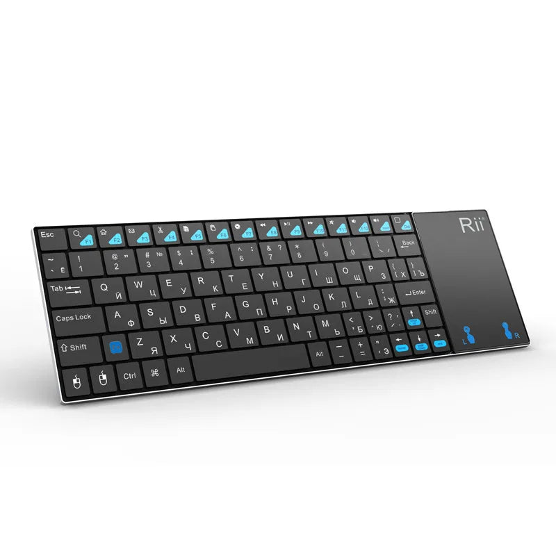 Teclado inalámbrico ruso, español, inglés y francés Rii K12+/i12+ Mini Keyboard con panel táctil para Android, laptop, PC y TV Box