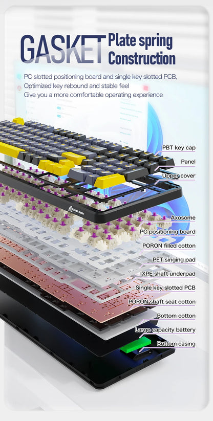 X98 Attack Shark Gaming Keyboard Wireless with Numeric Keypad, 102 Keys Hot-Swap RGB PBT Keycaps, 4000mAh Battery, Support PC/Laptop