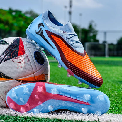 New Men Football Boots Outdoor Sport Boys Long Spikes Non Slip Breathable Match Training Cleats Soccer Shoes Adult Comfortable