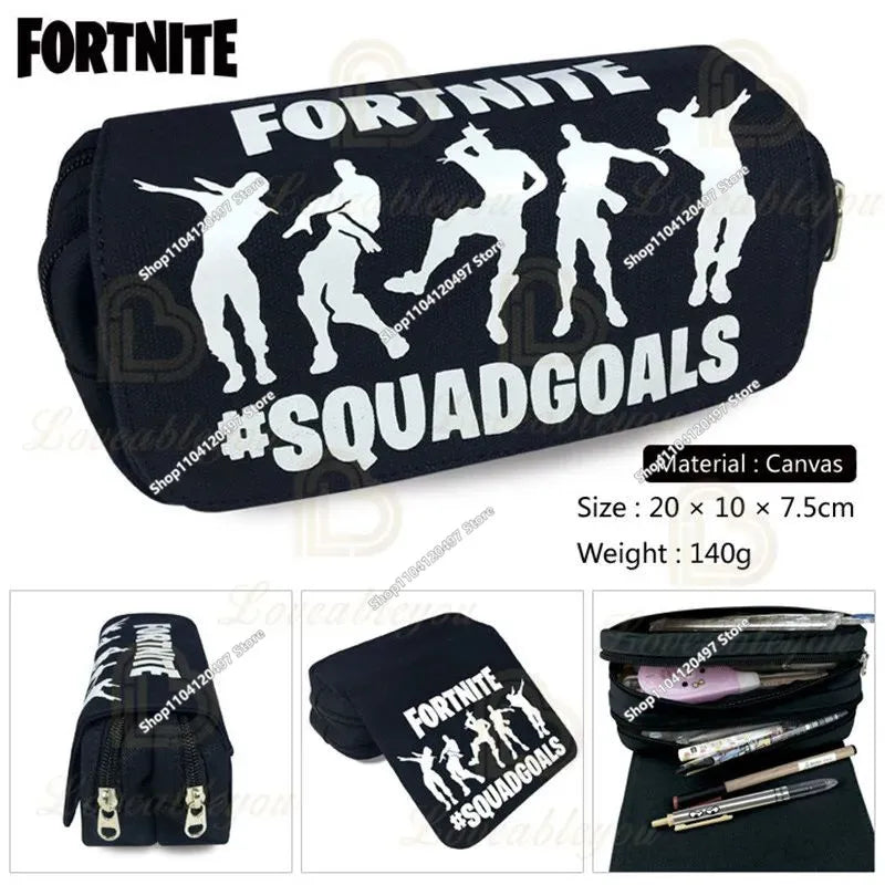 Детски несесер Fortnite, многофункционална кутия за ученически пособия, детски несесер с голям капацитет и двоен слой