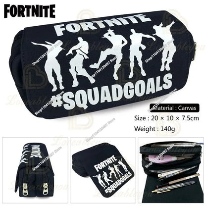 Детски несесер Fortnite, многофункционална кутия за ученически пособия, детски несесер с голям капацитет и двоен слой