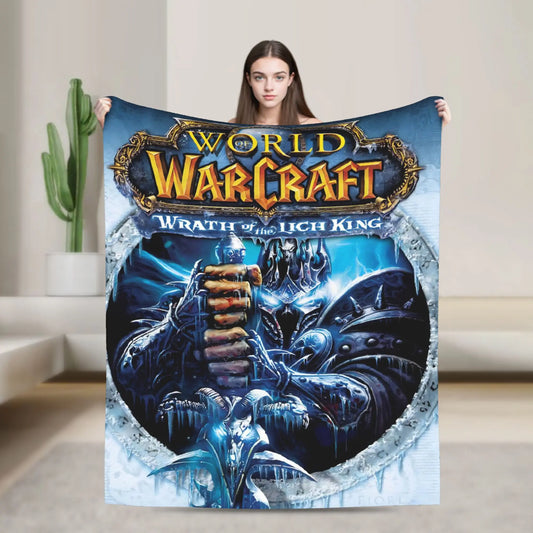 WOW World of Warcraft Arthas retro žaidimo minkšta antklodė kelionėms, pliušinis užklotas, raštas miegamajam, flanelinė lovatiesė, sofos užtiesalas