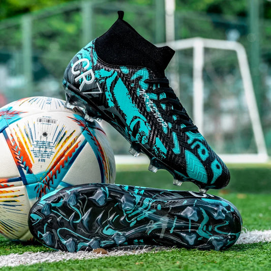Unisex Teen Low Top Football Shoes Lightweight Elastic Sole Anti Slip Short Spikes Lawn Field Match Training Sneakers