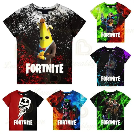 Battle-Royale-T-Shirt Fortnite Victory, T-Shirt für Kinder, Oberteile für Mädchen und Jungen, Harajuku-Shirts, Kinderkleidung 3D, 2025 NEUES DESIGN