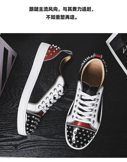 2025 New Men's Casual Shoes Comfortable Soft Punk Style Board Shoes Fashion Nail Anti Slip Wear Resistant Personalized Sneakers