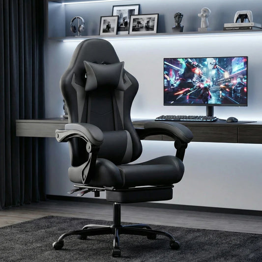 Gaming Chair Ergonomic Gaming Chair with Lumbar Support and Headrest, Gamer Chair Height Adjustable
