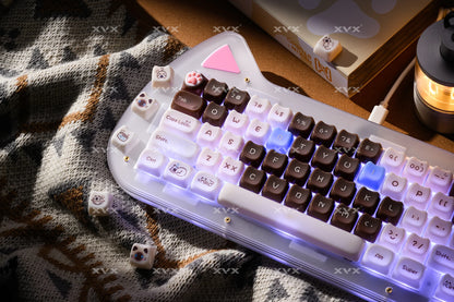 Keycaps XVX 148 Teclas Tema Gato Perfil MAO Keycap Coreana Brilhante e Fofa para Teclado 61 64 68 78 87 96 98 104 108