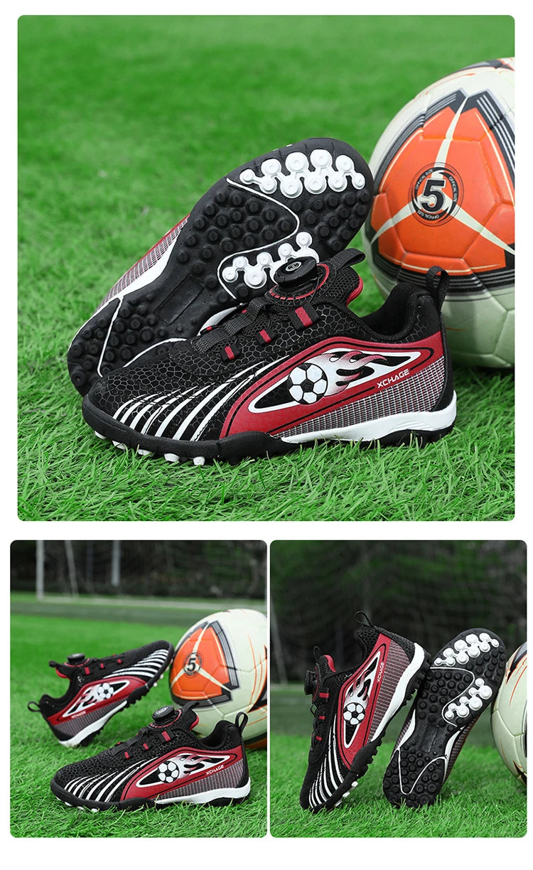 Children's Rotating Buckle Sneakers Students Competition Training Football Shoes Fashionable Lightweight Anti-slip Footwear