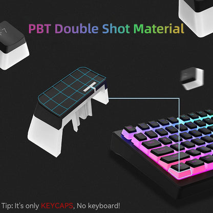 Pudding PBT Keycaps 129 Keys Double Shot Translucent for 60% 80% 100% Layout OEM Profile for RGB Mechanical Gaming Keyboard