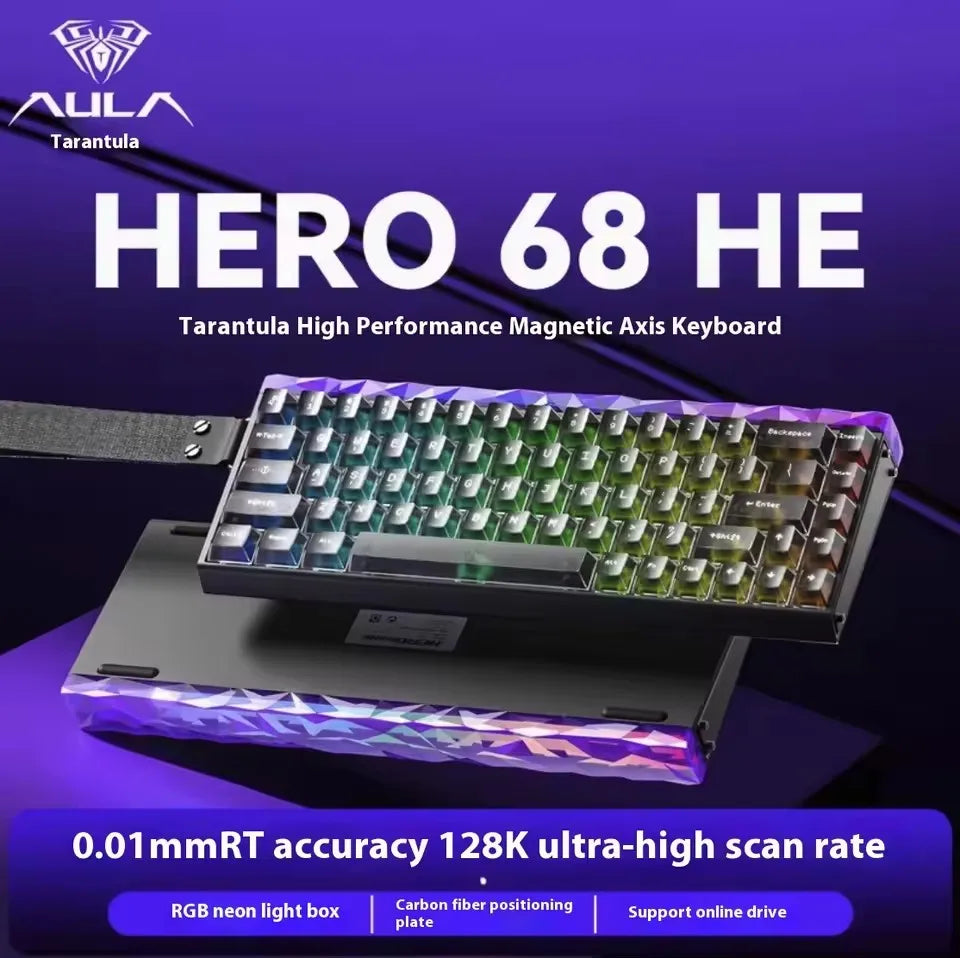 AULA HERO68 HE Tastatur mit Magnetschaltern, Rapid Trigger, 8K Polling Rate, Esports-Gaming-Tastatur, RGB, kabelgebundene mechanische Tastatur