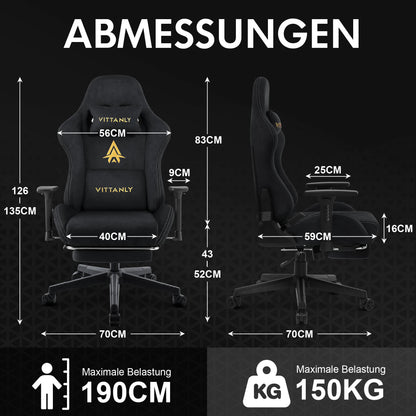 HAPIHAPPY Fashion Gaming Chair Genuine Computer Office Chair with Pocket Spring Cushion Linkage Armrests and Footrest Game Chair