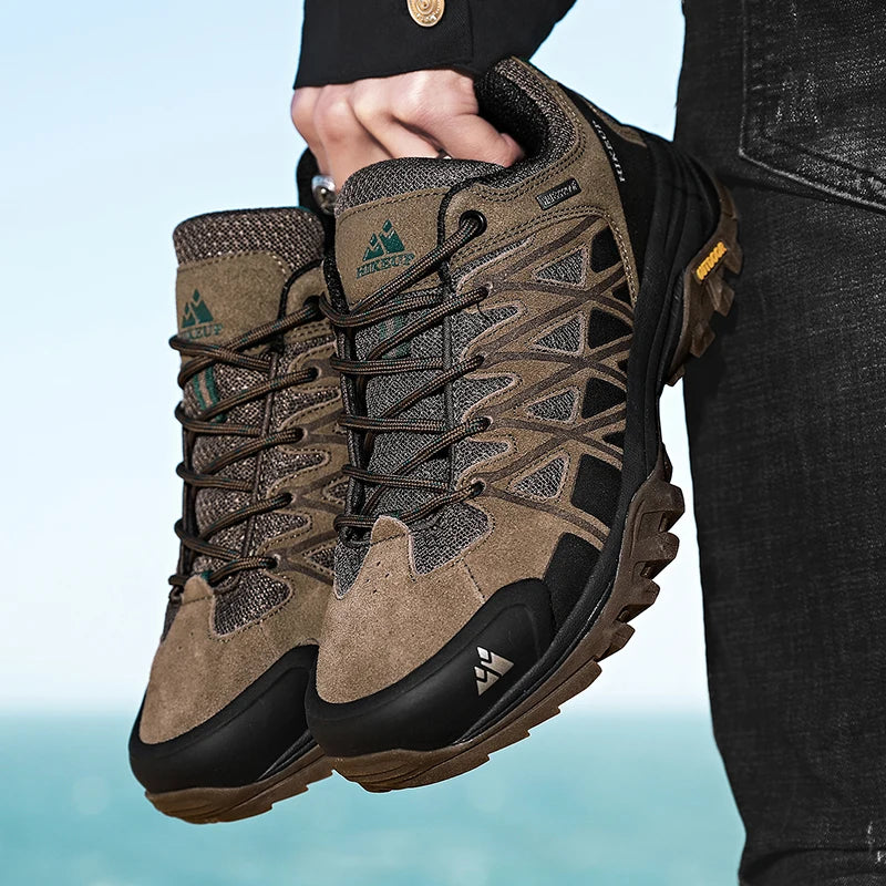 HIKEUP New Arrival Men's Hiking Shoes Breathable Lace Up Trekking Male Cushioning Outdoor Climbing Tourism Sneakers for Men