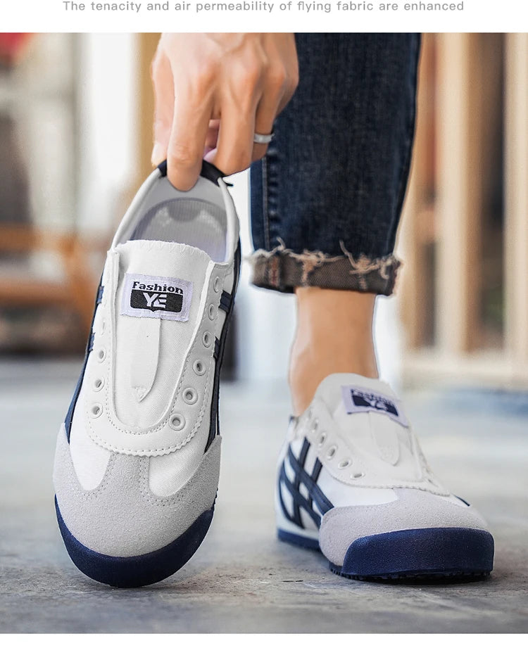 Men's Classic Running Shoes Lace-Up Flat Bottom Sports Shoes Soft Sole Walking Gym Breathable Couple Casual Canvas Tennis Shoes