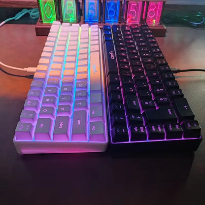 Ultra-Compact 65% Size Gaming Membrane Keyboard, Ergonomic RGB Backlit, Portable 68-Key Wired Office Keyboard with USB Plug-in
