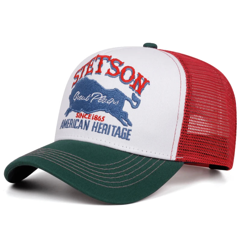 2025 Personalized New Truck Hat STETSON Red Bear Breathable Mesh Hat Street Hip Hop Hat Daily Casual Wear Sunshade Baseball Hat