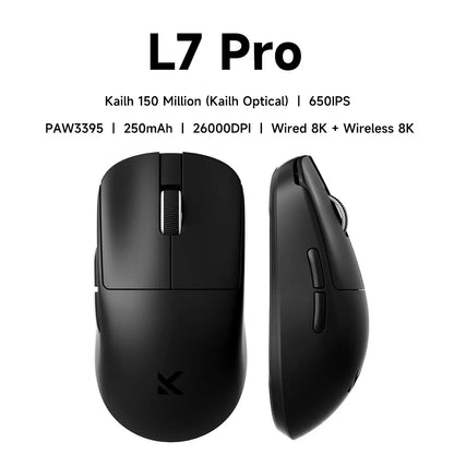 MCHOSE L7 Ultra+ vidutinė–didelė delninė žaidimų pelė, e. sportui, Paw3950, belaidė, trijų režimų, lengva, biuro, dvigubos pavaros kompiuterio pelė