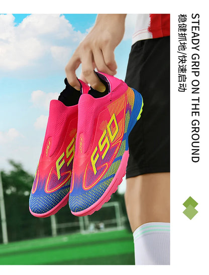 Men Soccer Shoes Cleats FG/TF Professional Original Women Football Boots Society Grass Indoor Training Unisex Non-Slip Sneakers.