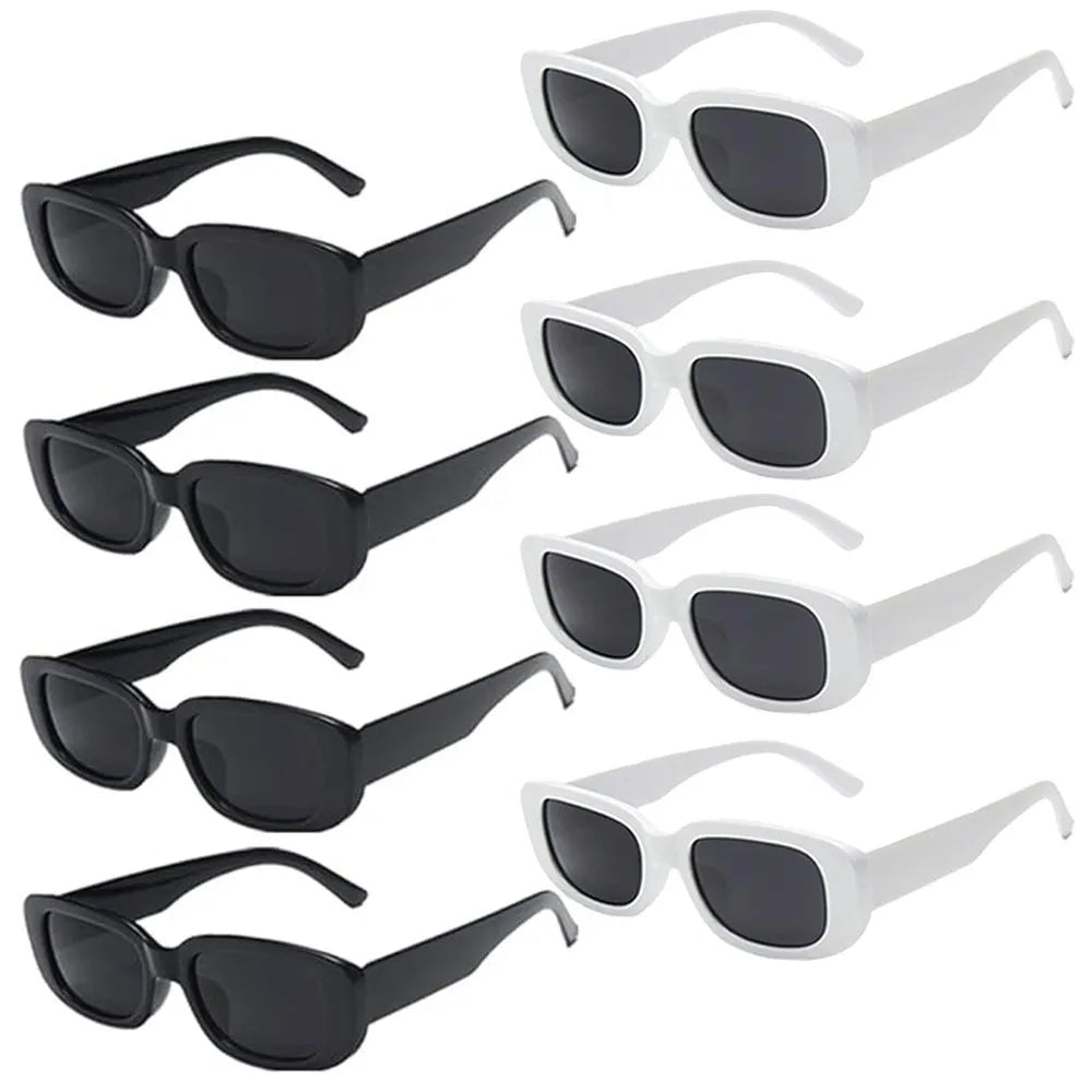1-10pcs Small Rectangle Party Sunglasses White Black Vintage Narrow Square Y2K Glasses for Women Men