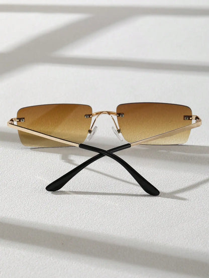 1/2PCS Unisex Metal Square Frame Fashio Rimless Sunglasses For Outdoor Beach Party