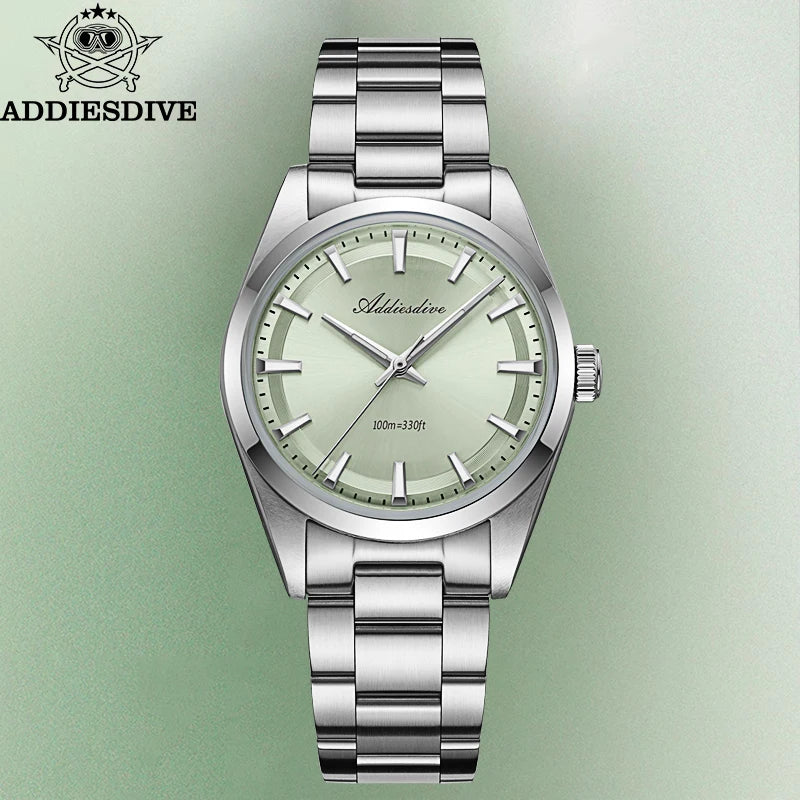 ADDIESDIVE Luxury Men's Steel Watch Bubble Mirror Glass Quartz Watch BGW9 Blue Luminous 100ATM Analog Watch Reloj Hombre AD2066