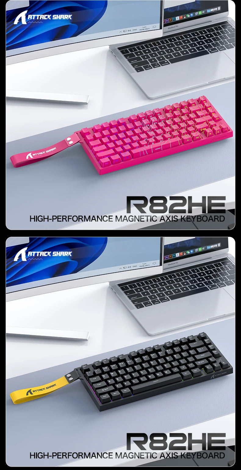 Attack Shark R82HE Wired RGB Magnetic Switch Keyboard, 256K Scan Sampling Rate, 0.005RT Accuracy 8K Return Rate