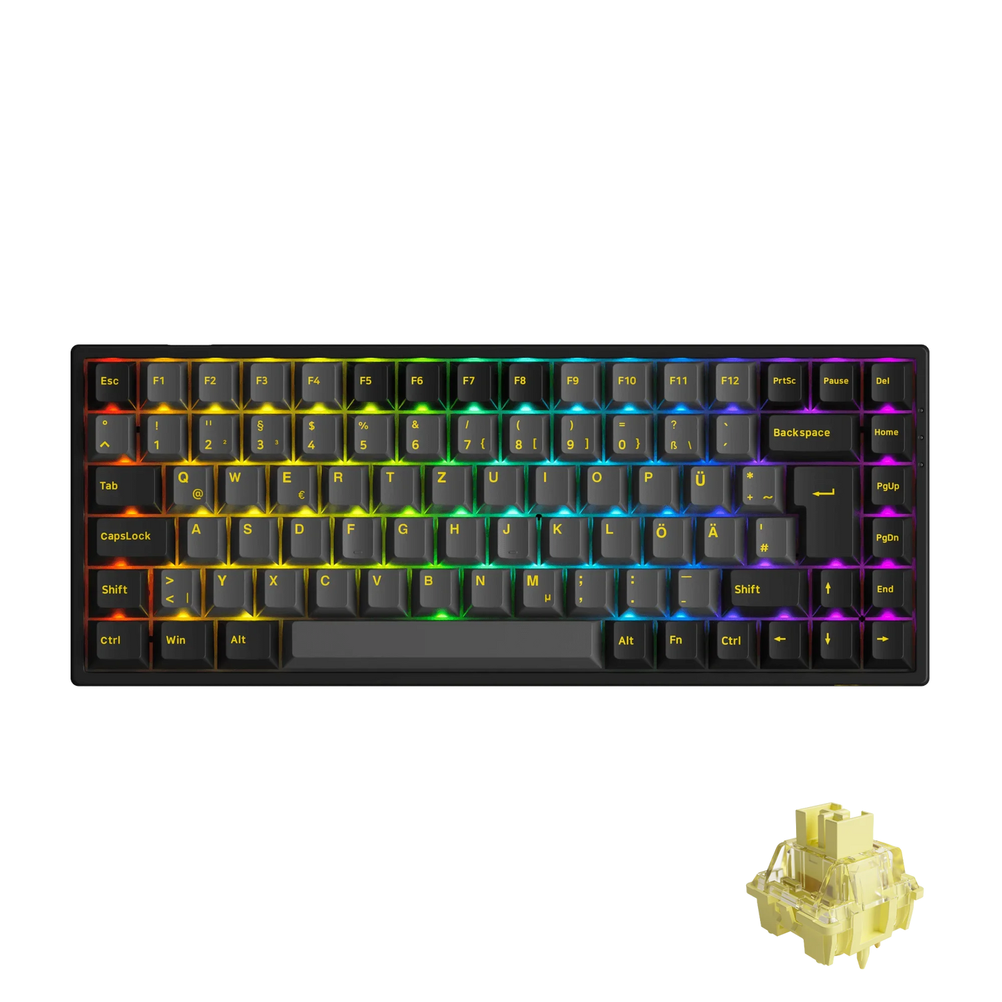 Akko 3084B Plus Black & Gold 75% ISO-DE Layout Mechanical Gaming Keyboard Hot-Swappable Multi-Modes 2.4GHz / USB Type-C / BT 5.0
