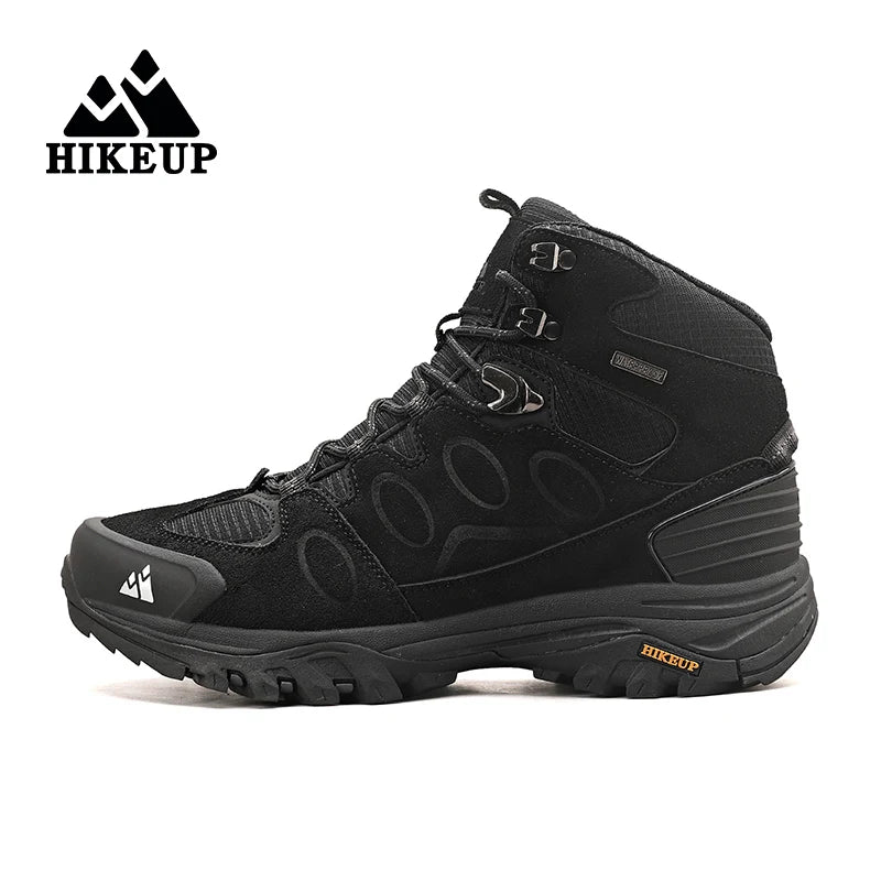 HIKEUP High-Top Men Hiking Boots Winter Outdoor Shoes Lace-Up Non-slip Outdoor Sports Casual Trekking Boots Men Waterproof Suede