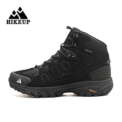 HIKEUP High-Top Men Hiking Boots Winter Outdoor Shoes Lace-Up Non-slip Outdoor Sports Casual Trekking Boots Men Waterproof Suede