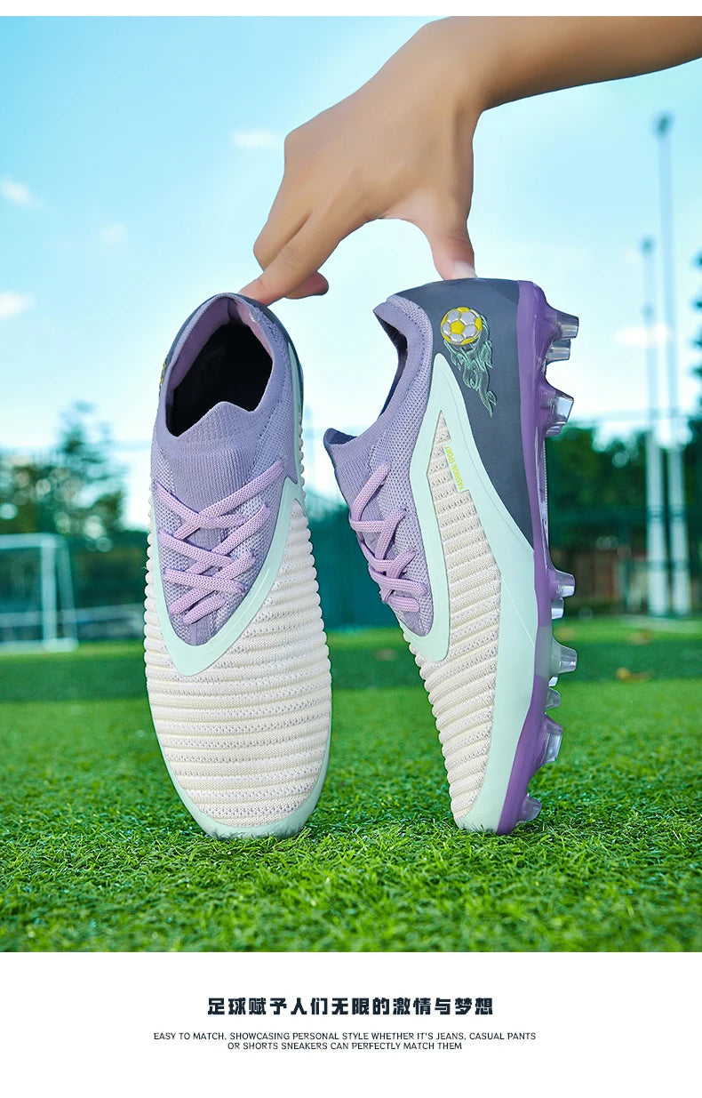 New Men Soccer Shoes Outdoor Sport Boys Football Boots Breathable Match Comfortable Long Spikes Training Cleats Adult Non Slip