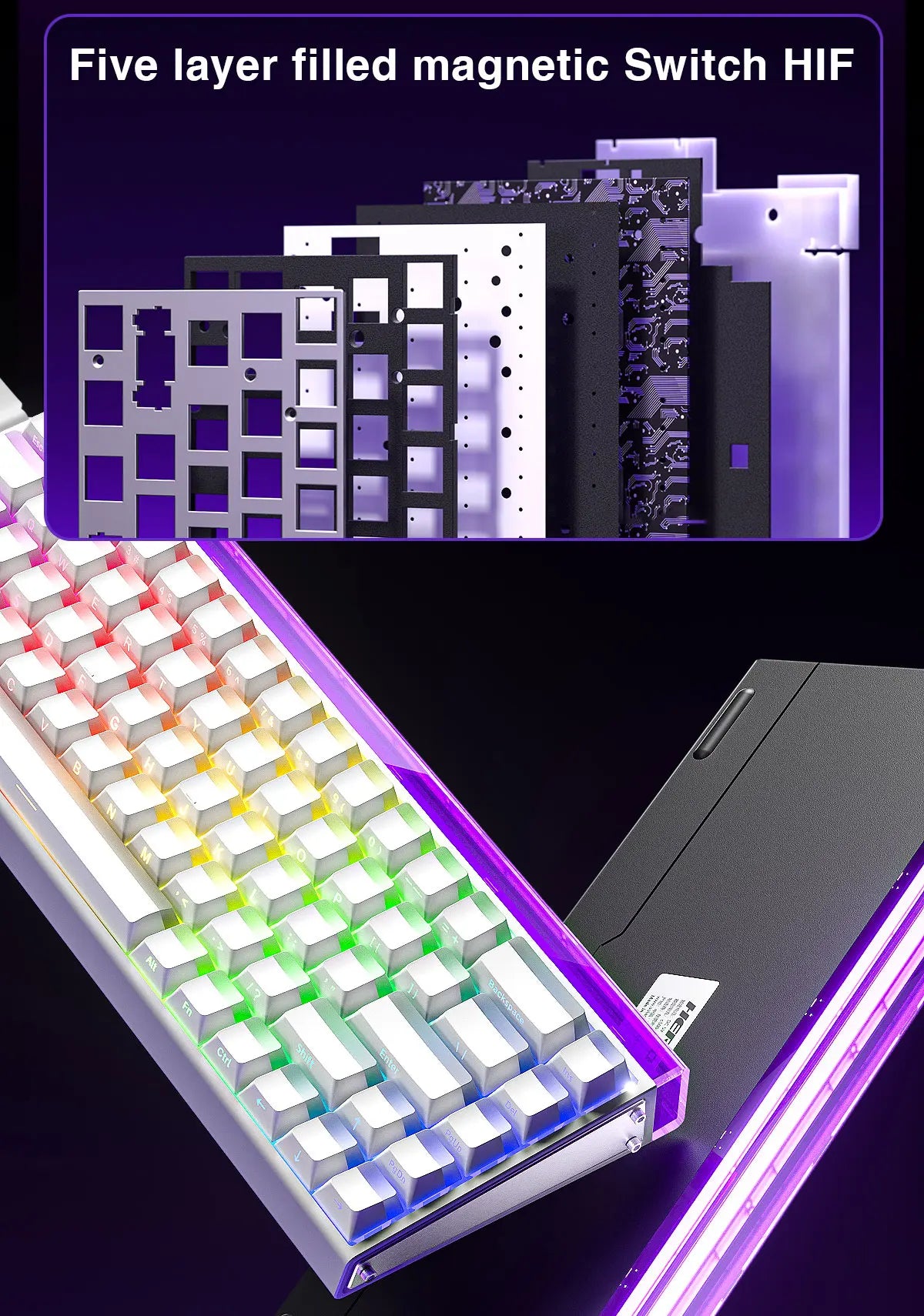AULA HERO68 HE Tastatur mit Magnetschaltern, Rapid Trigger, 8K Polling Rate, Esports-Gaming-Tastatur, RGB, kabelgebundene mechanische Tastatur