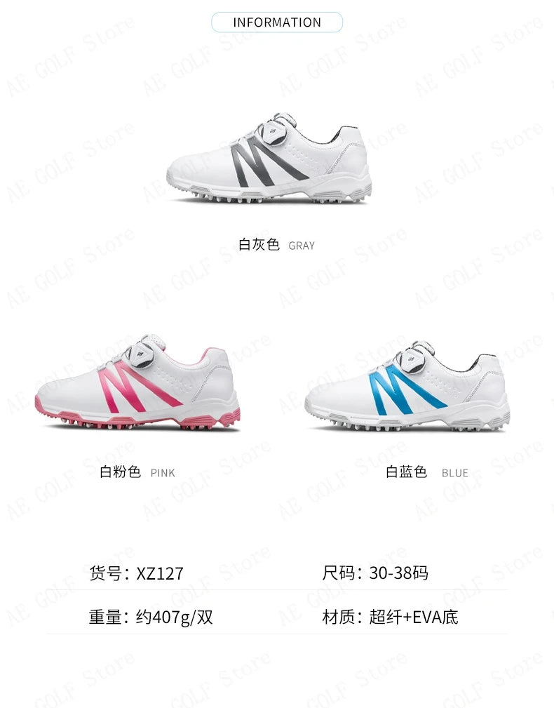 PGM Boys Girls Golf Shoes Lightweight Soft and Breathable Waterproof Anti-Slip Universal Outdoor Sports Shoes XZ127