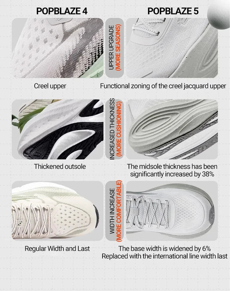 361 Degrees PopBlaze 5 Men Running Shoes New Cushioning Thick-Soled Breathable Non-Slip Outdoor Jogging Male Sneakers 672532212