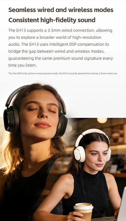 FiiO EH13 Wireless Noise Cancelling Headphones, Hybrid ANC Bluetooth Over-Ear Headphones, 45H Playtime, Headphones for Travel/Game