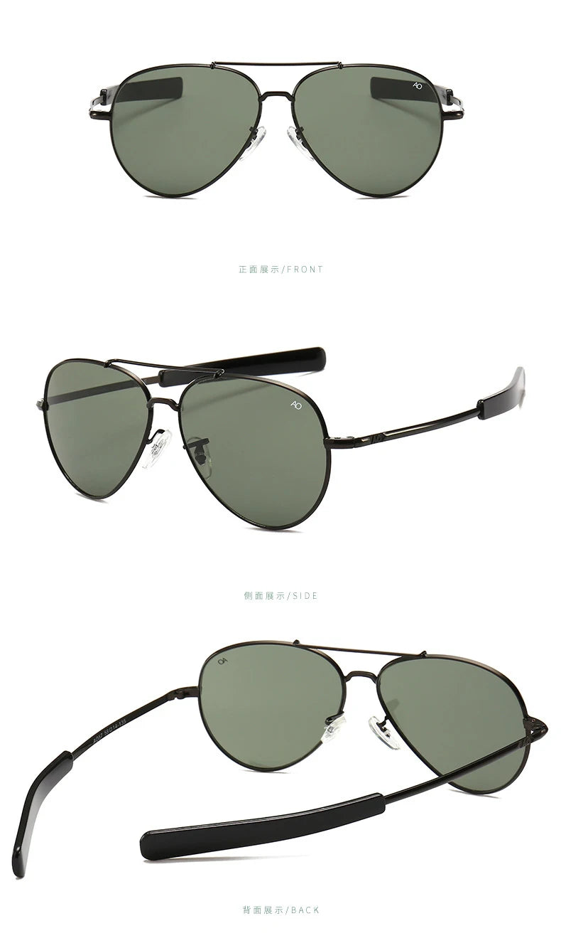 AO Aviation Men's Retro Sunglasses Fashion Pilot American Optical Sun Glasses for Women Unisex Metal UV400 SunShades  Gafas AO57