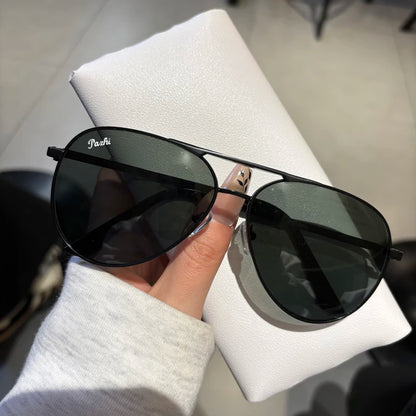 2026 New Glass Sunglasses For Men Fashion With UV Protection Large Frame Refreshing Sunshade For Driving Pilot Style Glasses