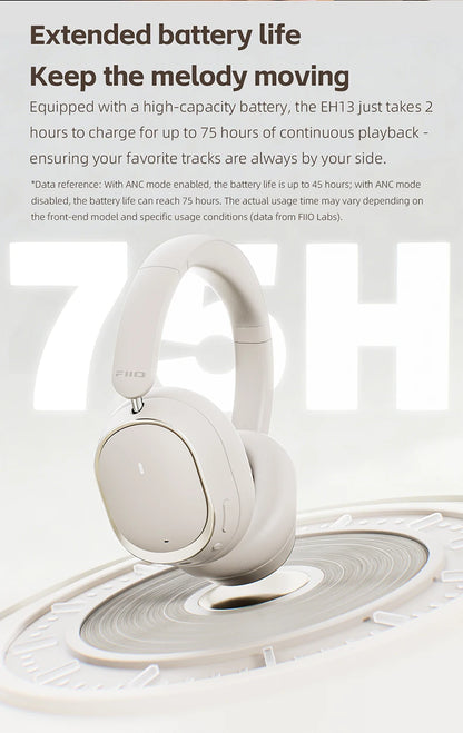 FiiO EH13 Wireless Noise Cancelling Headphones, Hybrid ANC Bluetooth Over-Ear Headphones, 45H Playtime, Headphones for Travel/Game