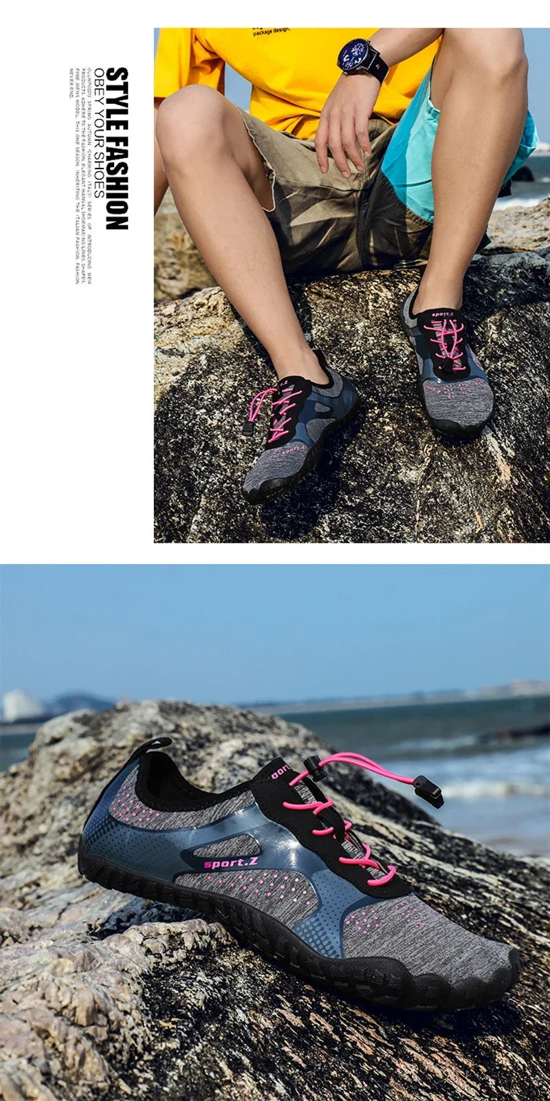 Men Lightweight Refreshing Aqua Boots Breathable Women Outdoor Water Shoes Anti-Slippery Wear-Resistant Sports Hiking Sneakers