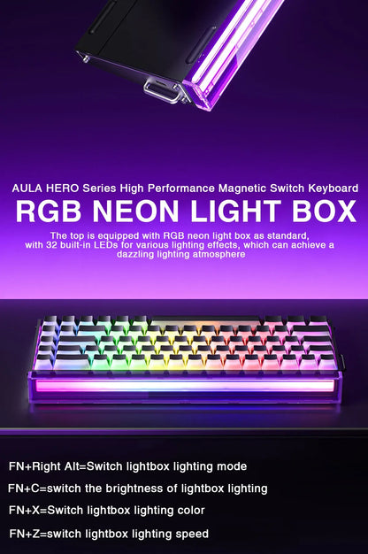 AULA HERO68 HE Tastatur mit Magnetschaltern, Rapid Trigger, 8K Polling Rate, Esports-Gaming-Tastatur, RGB, kabelgebundene mechanische Tastatur