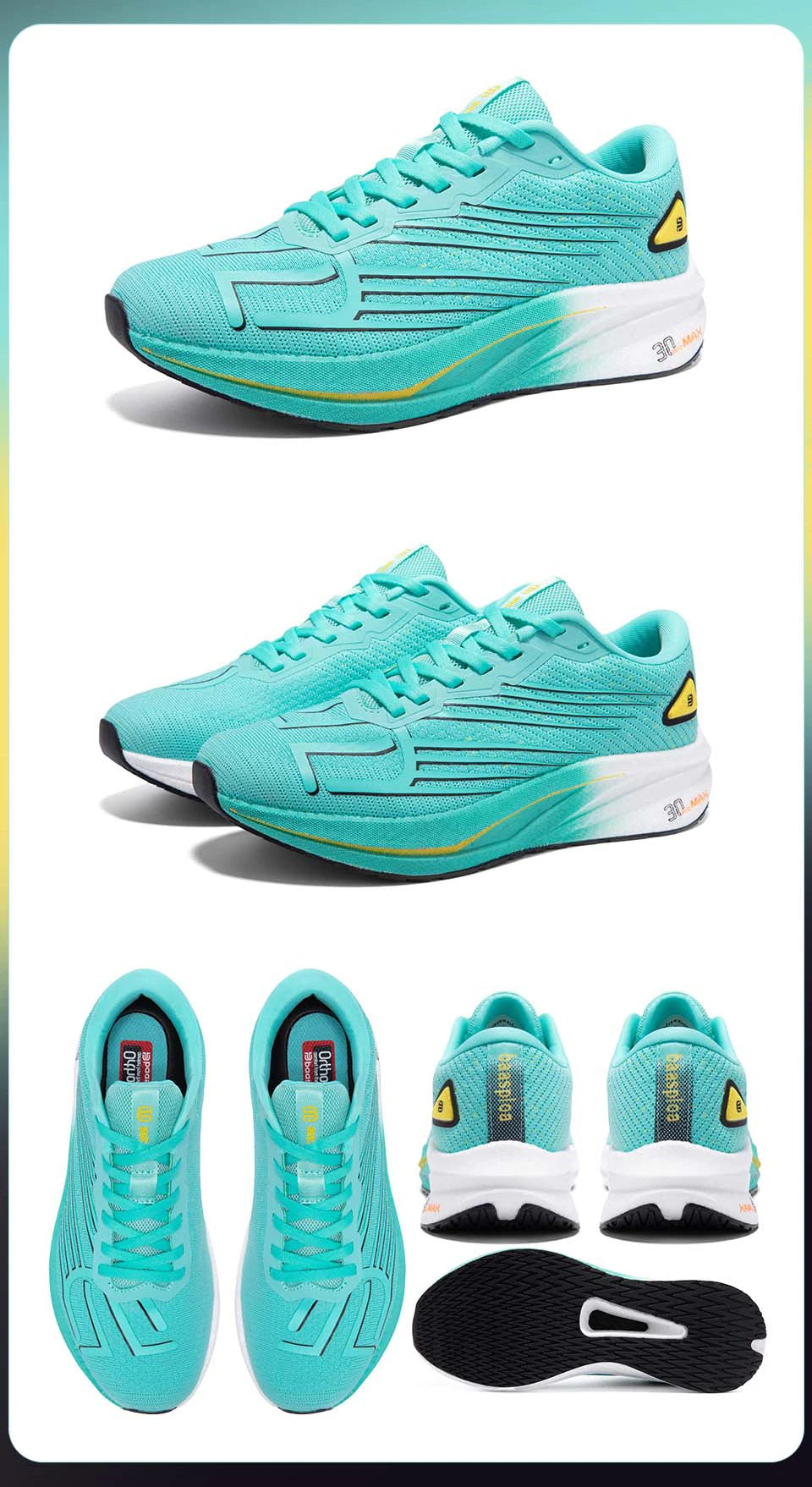 Baasploa Men's Professional Running Shoes Lightweight Breathable Jogging Sports Shoes Female Carbon Plate Anti-slip Sneakers
