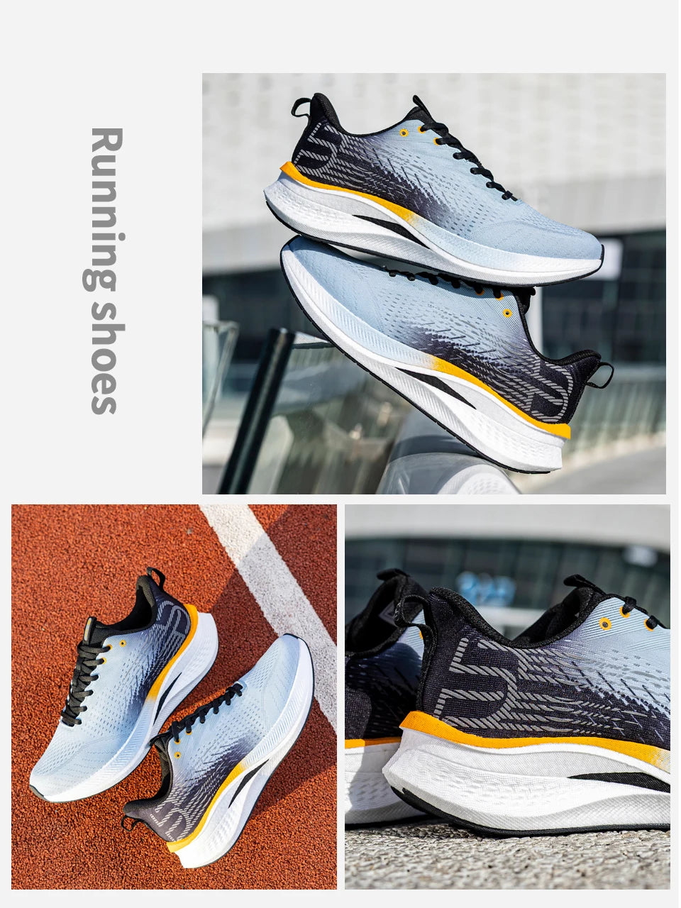 Baasploa Men Jogging Sports Shoes Carbon Plate Professional Cushioning Sneakers Male Outdoor Breathable Non-Slip Running Shoes