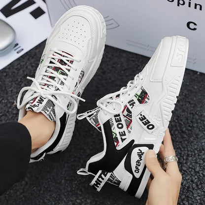 Zapatillas de hombre tipo skate para verano, en cuero, informales y de moda, para exterior, running, deporte, senderismo y tenis, con plataforma, diseño de lujo