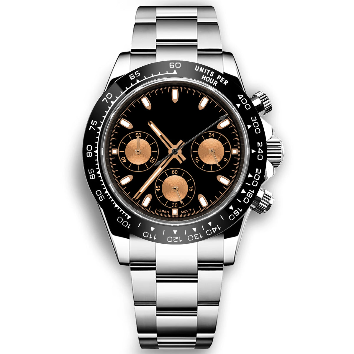 Custom Logo Panda Dial Daytona Homage Watch 40mm Stainless Steel Sapphire Ceramic Bezel Quartz Movement  Luxury Men RELOJ