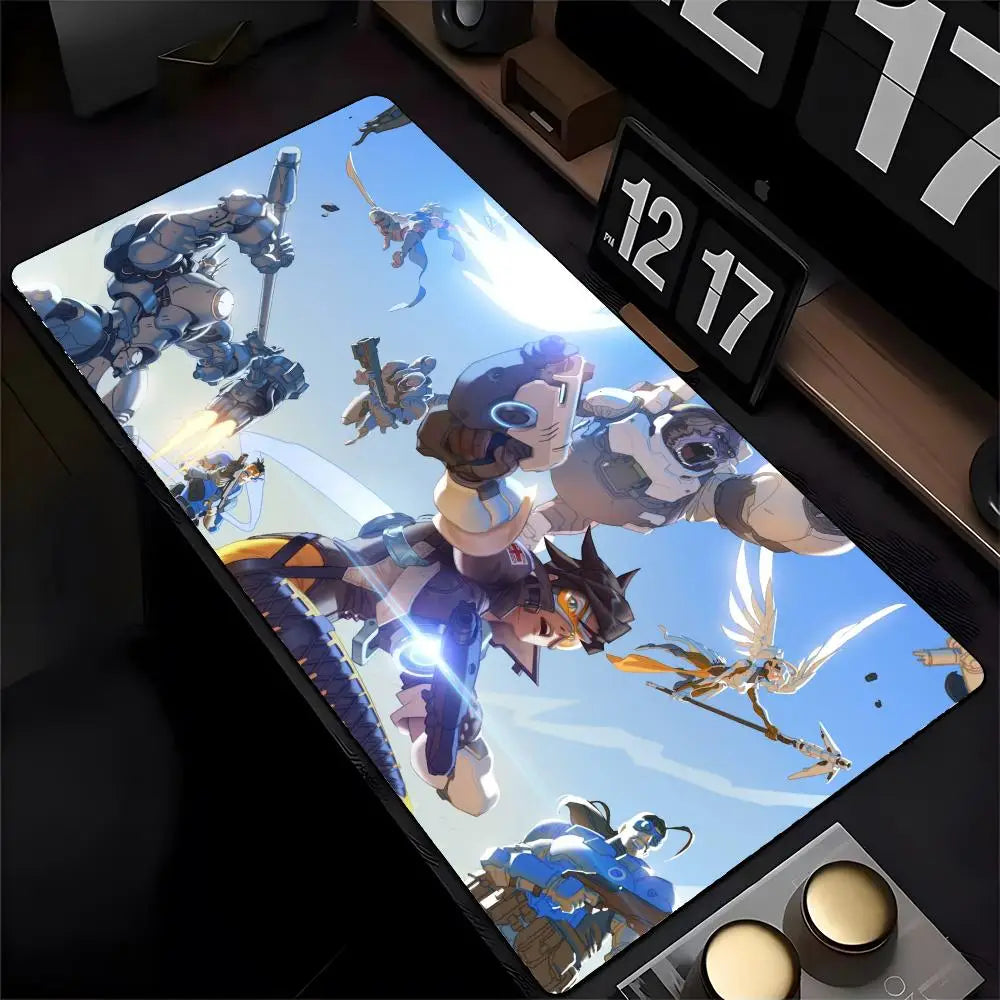 Overwatch Genji Mauspad mit HD-Druck für Computer-Gamer, vernähter Kante und rutschfester Unterseite, XXL90x40cm Tastatur- und PC-Schreibtischpad