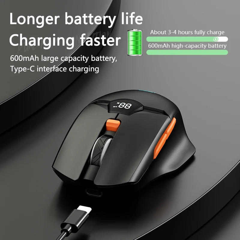 Warvank SX01 kabellose Gaming-Maus mit Smart-Screen-Display, 6-stufiger DPI-Einstellung, 600mAh Akku, leise Bluetooth-Maus fürs Büro