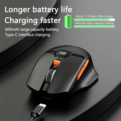 Warvank SX01 kabellose Gaming-Maus mit Smart-Screen-Display, 6-stufiger DPI-Einstellung, 600mAh Akku, leise Bluetooth-Maus fürs Büro